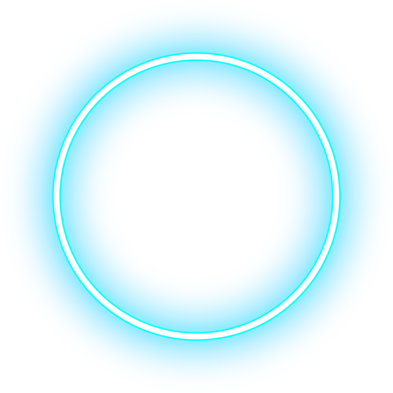 Neon circle ring glowing in blue light